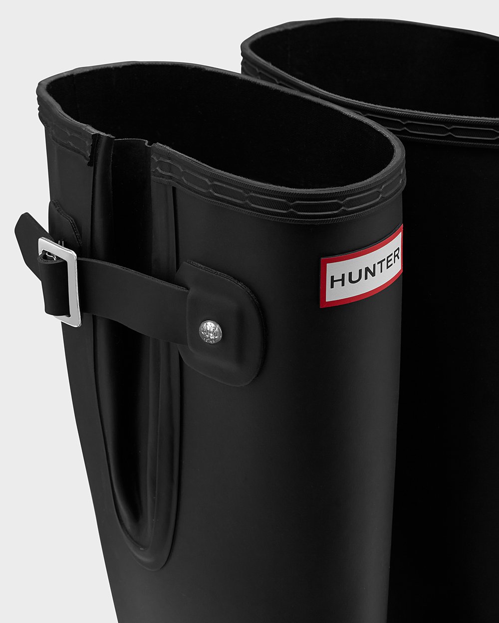 Mens Tall Rain Boots - Hunter Original Side Adjustable (45HAUVXGM) - Black